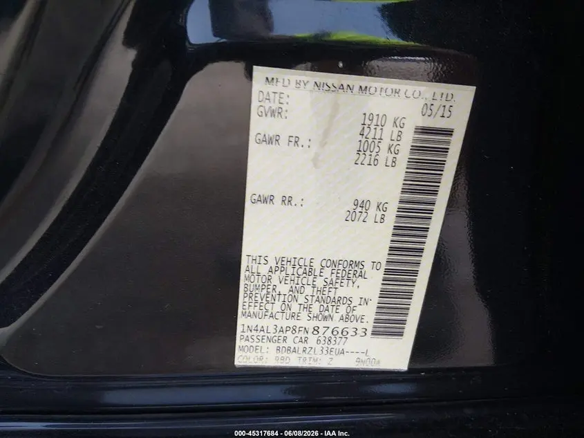 2015 NISSAN ALTIMA 2.5 SL
