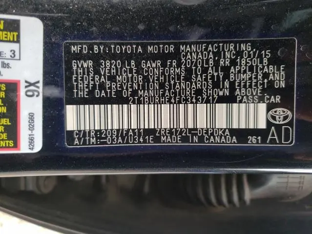 2015 TOYOTA COROLLA L  