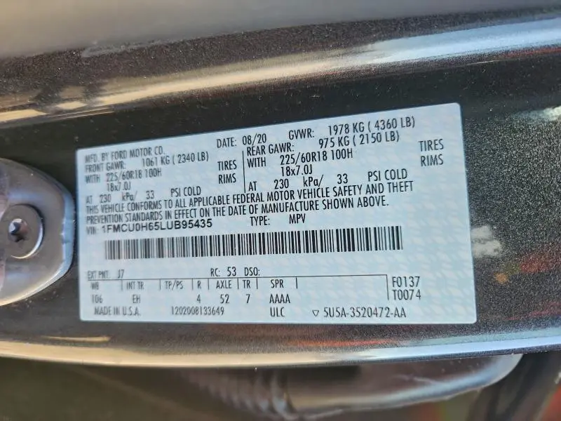 2020 FORD ESCAPE SEL  