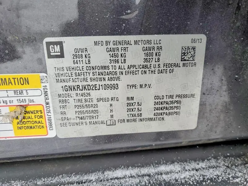 2014 CHEVROLET TRAVERSE LTZ  