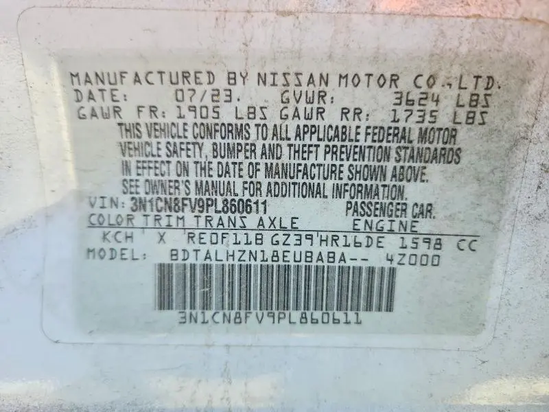 2023 NISSAN VERSA SR  