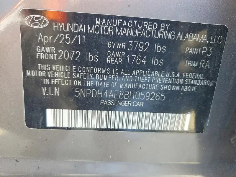 2011 HYUNDAI ELANTRA GLS  