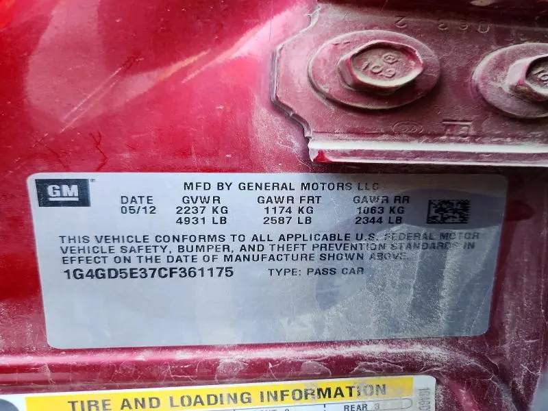 2012 BUICK LACROSSE PREMIUM  