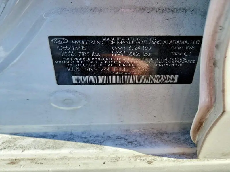 2019 HYUNDAI ELANTRA SE  