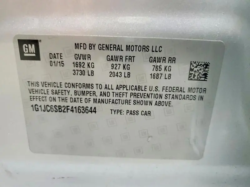 2015 CHEVROLET SONIC LT  