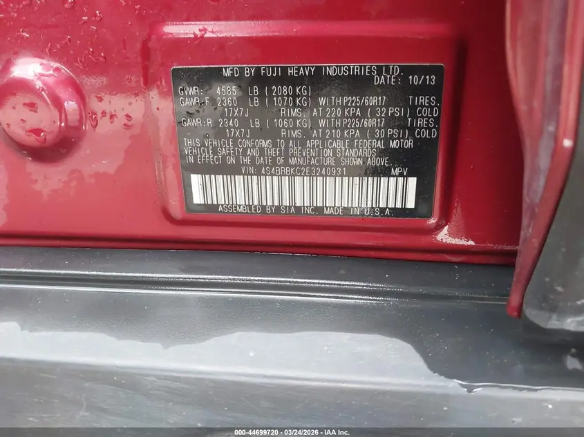 2014 SUBARU OUTBACK 2.5I LIMITED
