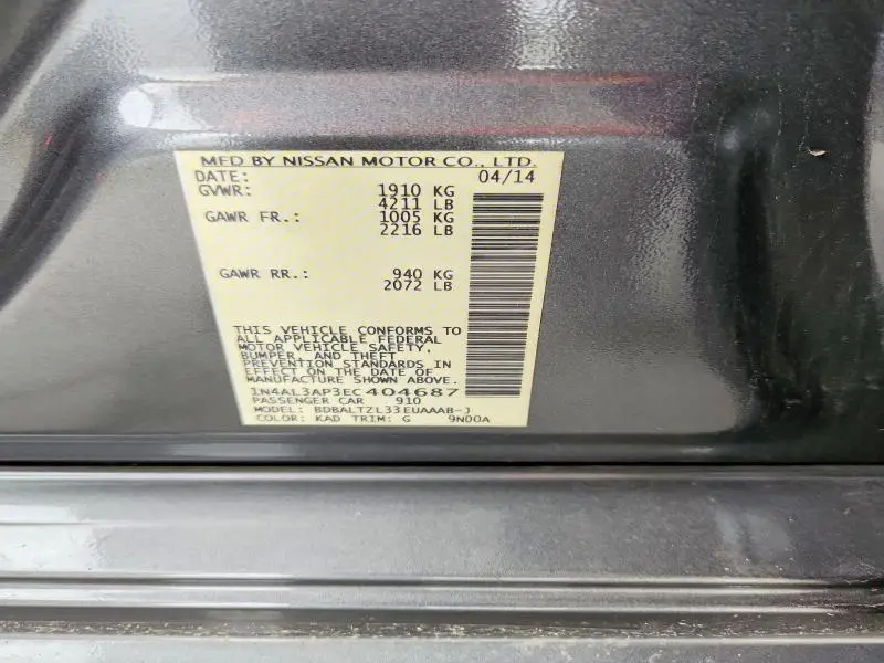 2014 NISSAN ALTIMA 2.5 SV  