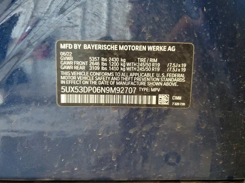 2022 BMW X3 XDRIVE30I  
