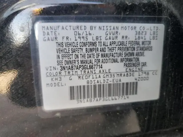 2016 NISSAN SENTRA S  