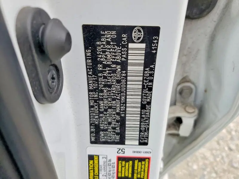 2018 TOYOTA CAMRY XLE V6  
