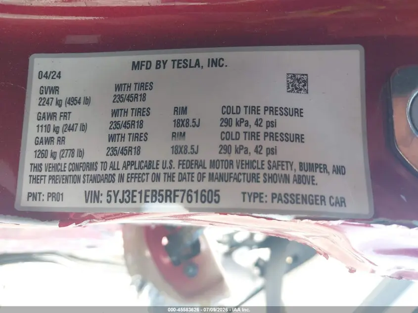2024 TESLA MODEL 3 LONG RANGE DUAL MOTOR ALL-WHEEL DRIVE