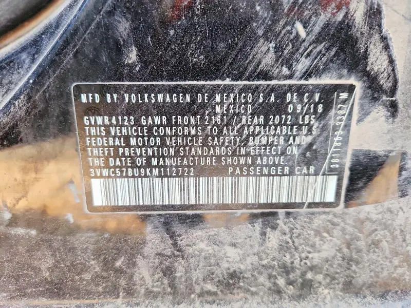 2019 VOLKSWAGEN JETTA S  