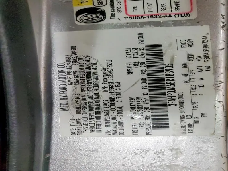 2011 FORD FUSION SEL  