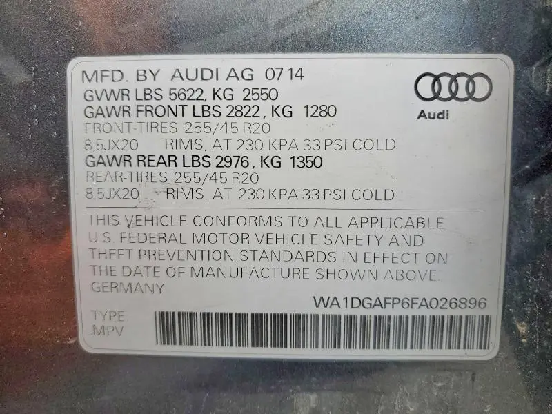2015 AUDI Q5 PREMIUM PLUS  