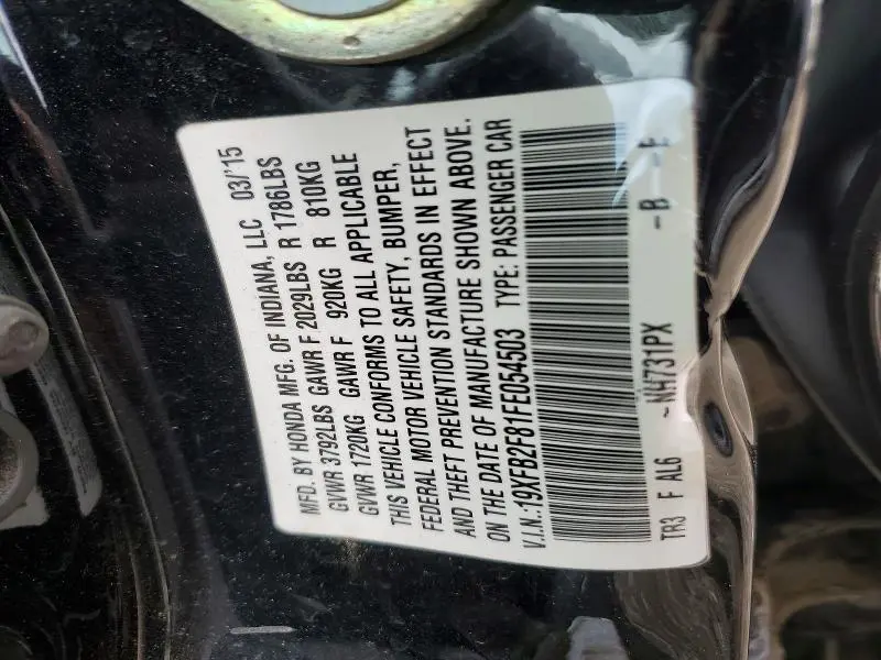 2015 HONDA CIVIC EX  