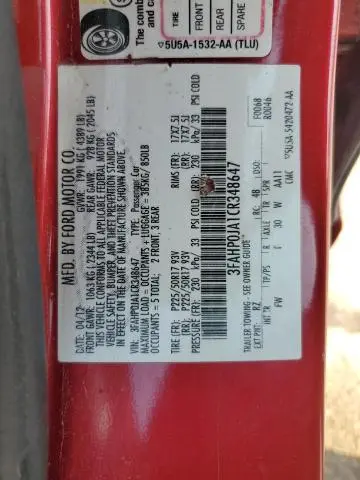 2012 FORD FUSION SEL  