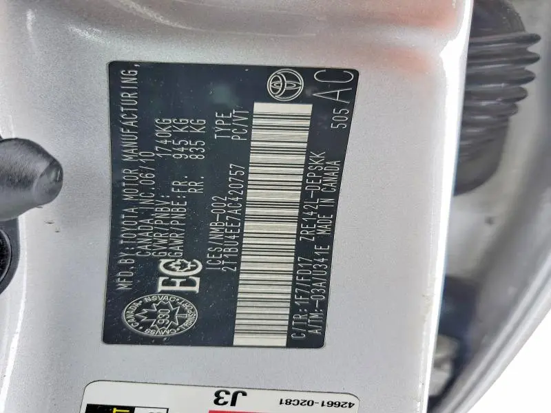 2010 TOYOTA COROLLA BASE  