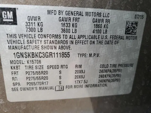 2016 CHEVROLET TAHOE K1500 LT