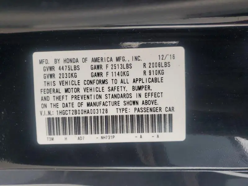 2017 HONDA ACCORD TOURING  
