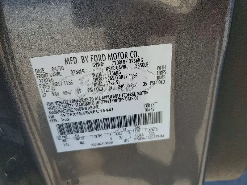 2010 FORD F150 SUPER CAB  