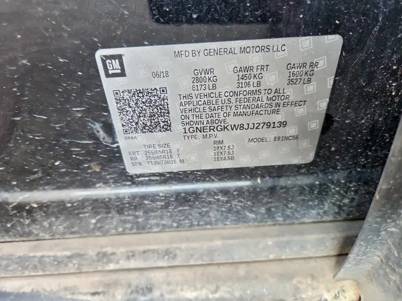 2018 CHEVROLET TRAVERSE LT  