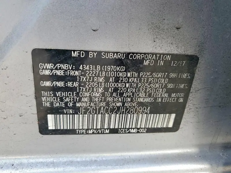 2018 SUBARU CROSSTREK PREMIUM  