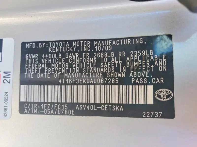 2010 TOYOTA CAMRY SE  