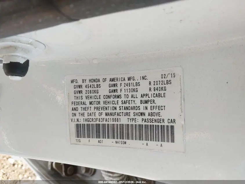 2015 HONDA ACCORD EX-L V-6