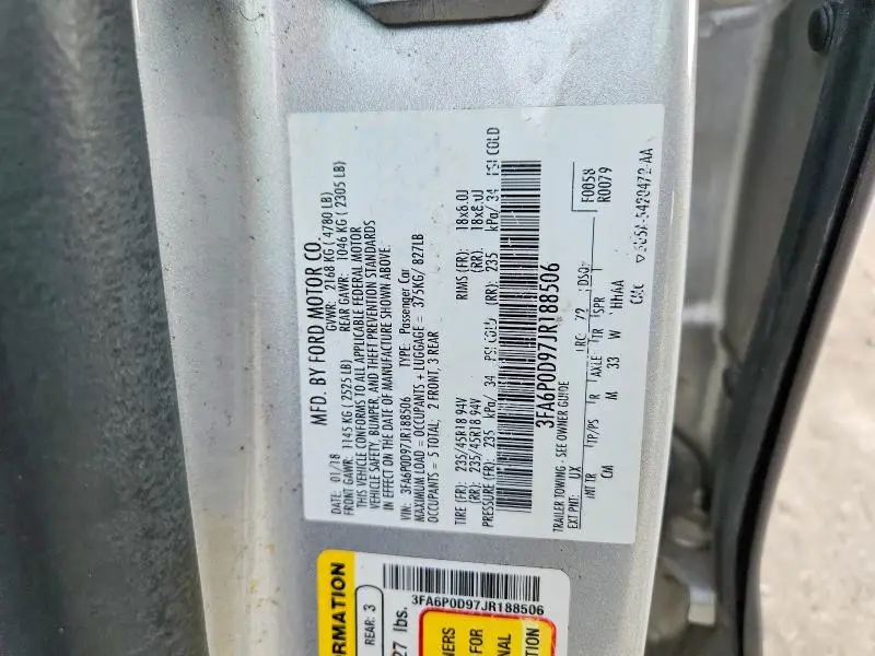2018 FORD FUSION TITANIUM  