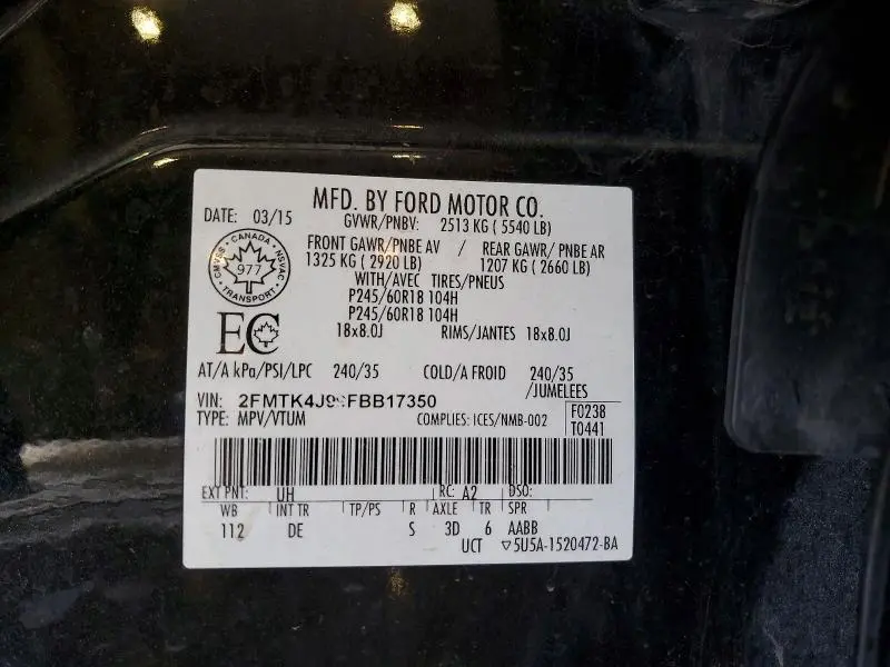 2015 FORD EDGE SEL  