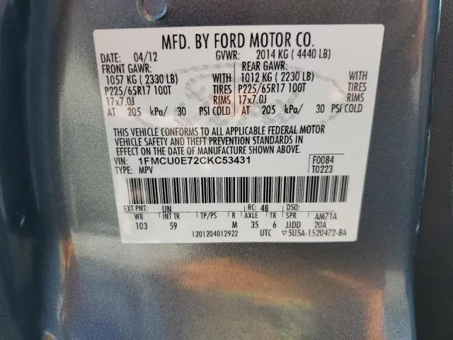 2012 FORD ESCAPE LIMITED  