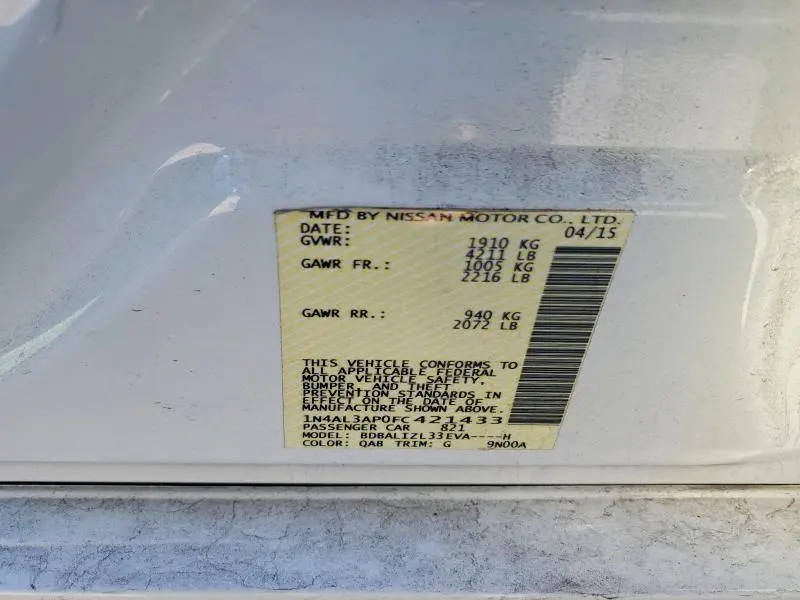 2015 NISSAN ALTIMA 2.5 SV  