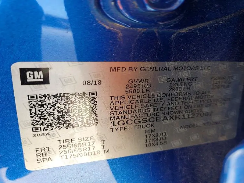 2019 CHEVROLET COLORADO LT  