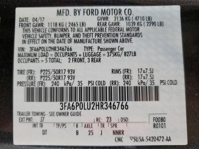 2017 FORD FUSION SE HYBRID