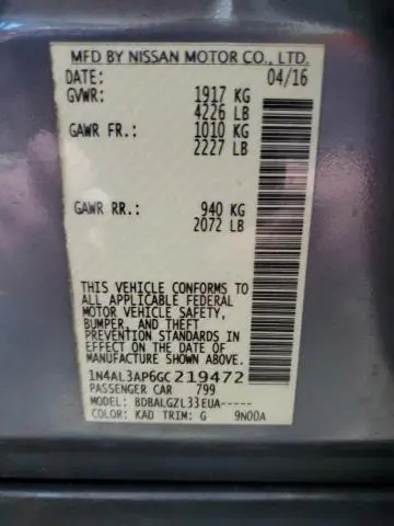 2016 NISSAN ALTIMA 2.5  