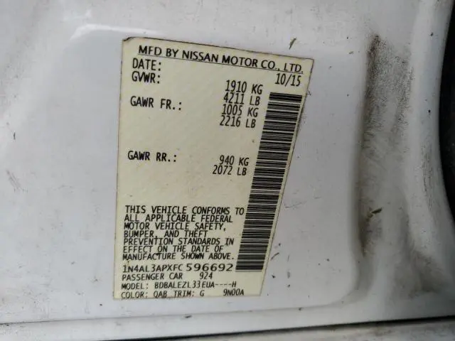 2015 NISSAN ALTIMA 2.5  