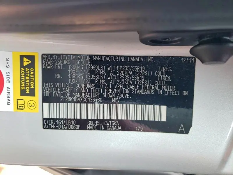 2012 LEXUS RX 350  