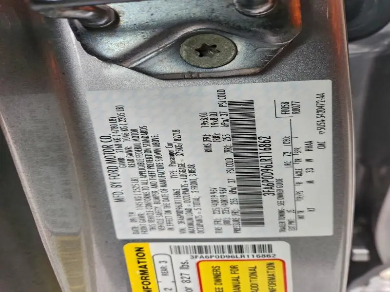 2020 FORD FUSION TITANIUM  