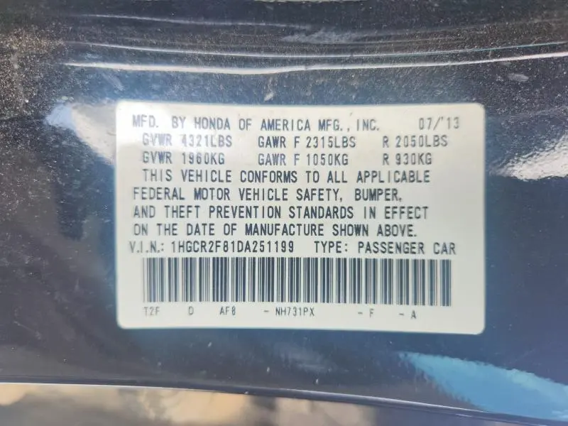 2013 HONDA ACCORD EXL  