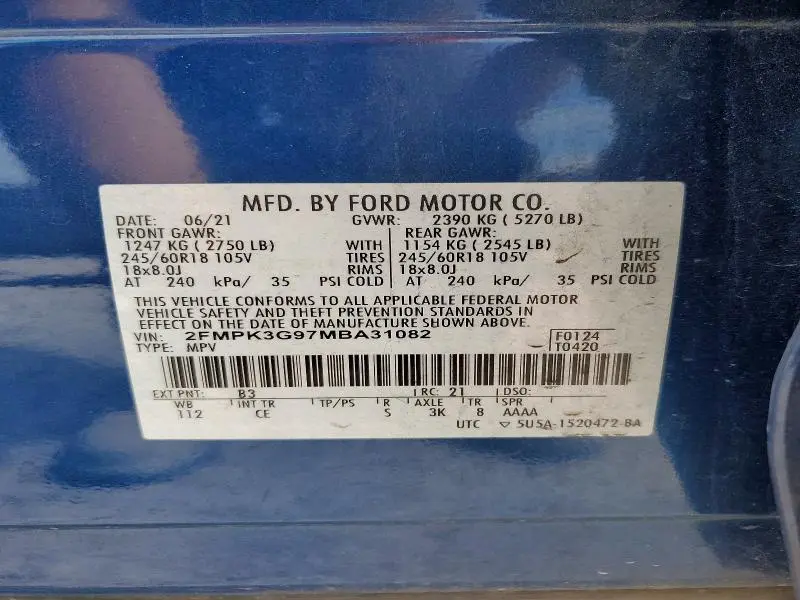 2021 FORD EDGE SE  