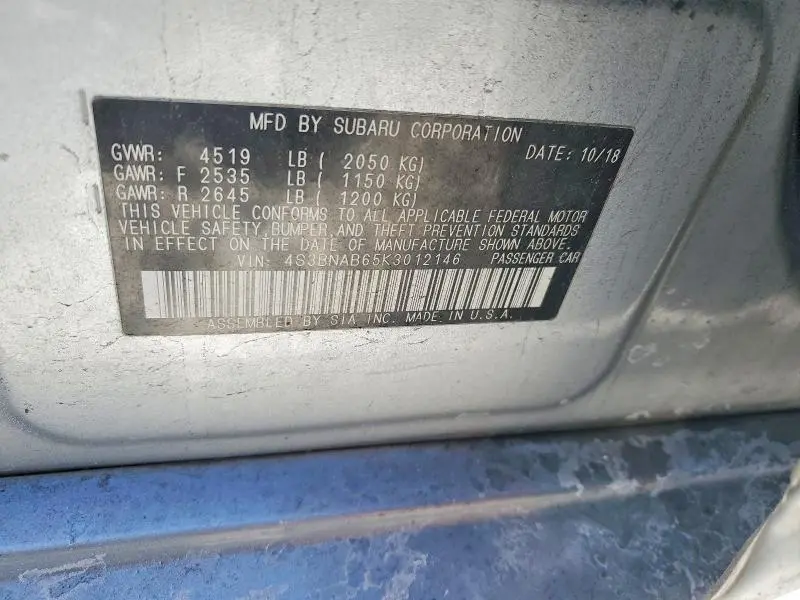 2019 SUBARU LEGACY 2.5I  