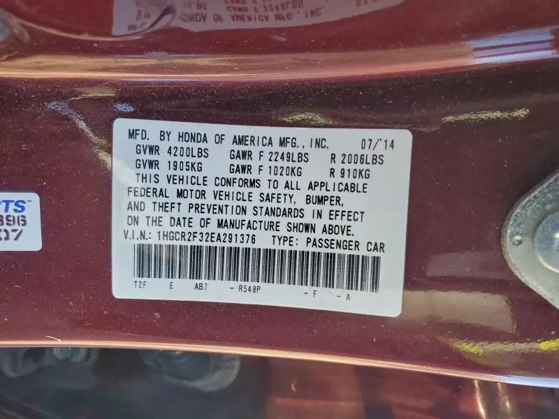 2014 HONDA ACCORD LX  