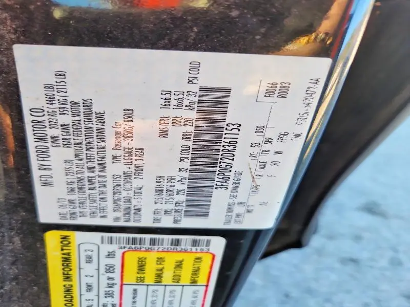 2013 FORD FUSION S  