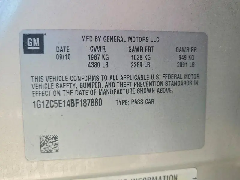 2011 CHEVROLET MALIBU 1LT  