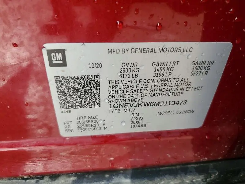 2021 CHEVROLET TRAVERSE RS  