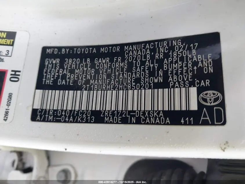 2017 TOYOTA COROLLA SE