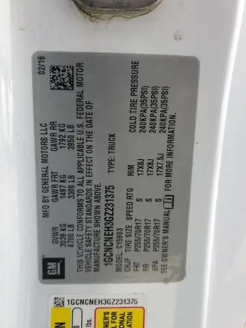 2016 CHEVROLET SILVERADO C1500  