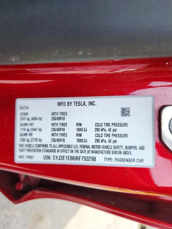2024 TESLA MODEL 3   