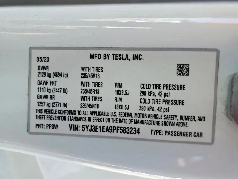 2023 TESLA MODEL 3   