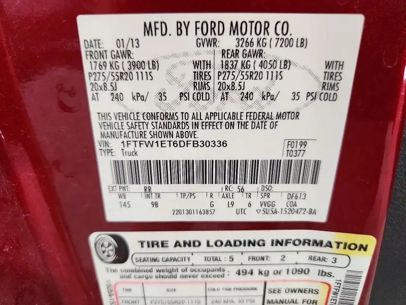2013 FORD F150 SUPERCREW  